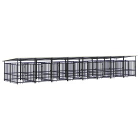 vidaXL Outdoor-Hundezwinger mit Dach Stahl 15,02 m²