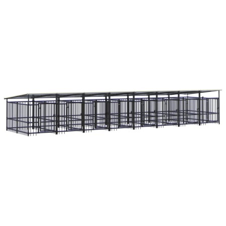 vidaXL Outdoor-Hundezwinger mit Dach Stahl 15,02 m²