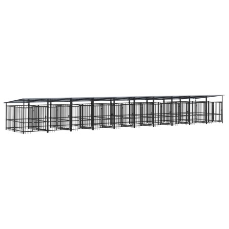 vidaXL Outdoor-Hundezwinger mit Dach Stahl 18,77 m²