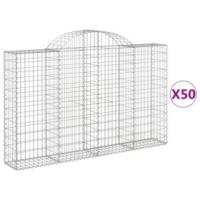 vidaXL Gabionen mit Hochbogen 50Stk. 200x30x120/140cm Verzinktes Eisen