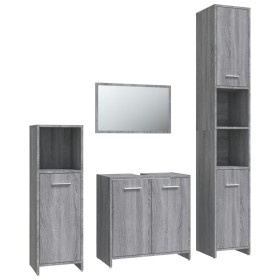 vidaXL 4-tlg. Badmöbel-Set Grau Sonoma Holzwerkstoff