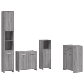 vidaXL 4-tlg. Badmöbel-Set Grau Sonoma Holzwerkstoff