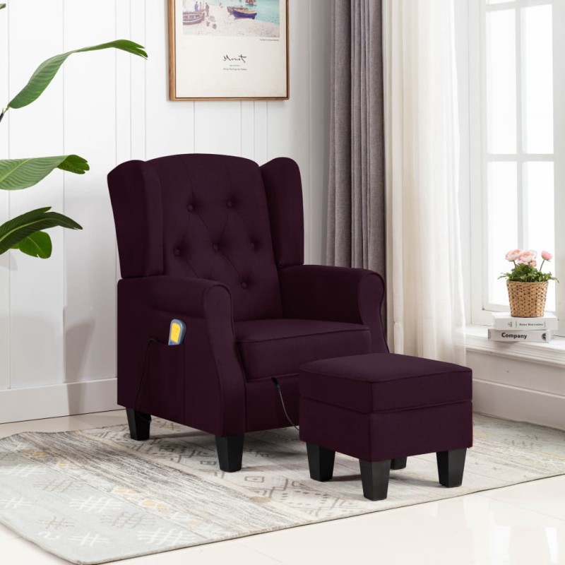 vidaXL Massagesessel mit Hocker Lila Stoff vidaXL Massagesessel mit Hocker Lila Stoff
