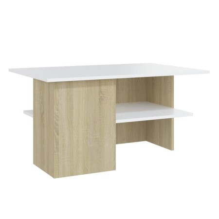 vidaXL Couchtisch Weiß und Sonoma-Eiche 90x60x46,5 cm Holzwerkstoff