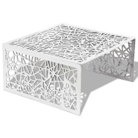 vidaXL Couchtisch Silbern Geometrisches Lochmuster Aluminium 