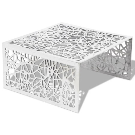 vidaXL Couchtisch Silbern Geometrisches Lochmuster Aluminium 