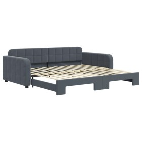 vidaXL Tagesbett Ausziehbar Dunkelgrau 100x200 cm Samt
