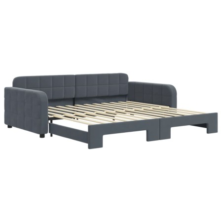 vidaXL Tagesbett Ausziehbar Dunkelgrau 100x200 cm Samt