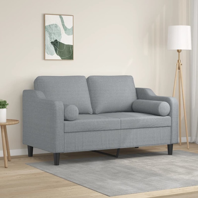 vidaXL 2-Sitzer-Sofa mit Zierkissen Hellgrau 120 cm Stoff vidaXL 2-Sitzer-Sofa mit Zierkissen Hellgrau 120 cm Stoff