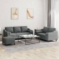 vidaXL 3-tlg. Sofagarnitur mit Kissen Dunkelgrau Stoff vidaXL 3-tlg. Sofagarnitur mit Kissen Dunkelgrau Stoff