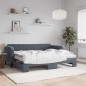 vidaXL Tagesbett Ausziehbar mit Matratzen Dunkelgrau 90x200 cm Samt vidaXL Tagesbett Ausziehbar mit Matratzen Dunkelgrau 90x200 cm Samt