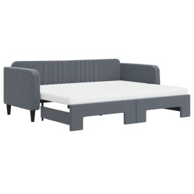 vidaXL Tagesbett Ausziehbar mit Matratzen Dunkelgrau 90x200 cm Samt