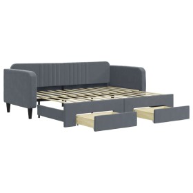 vidaXL Tagesbett Ausziehbar mit Schubladen Dunkelgrau 90x200 cm Samt