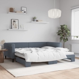 vidaXL Tagesbett Ausziehbar Dunkelgrau 100x200 cm Samt