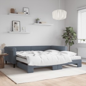vidaXL Tagesbett Ausziehbar mit Matratzen Dunkelgrau 100x200 cm Samt