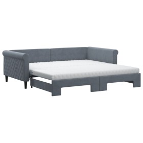 vidaXL Tagesbett Ausziehbar mit Matratzen Dunkelgrau 100x200 cm Samt