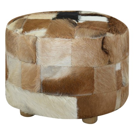 vidaXL Hocker Echtleder Rund 50x50x45 cm 