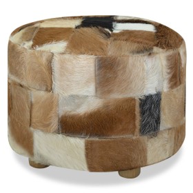 vidaXL Hocker Echtleder Rund 50x50x45 cm 