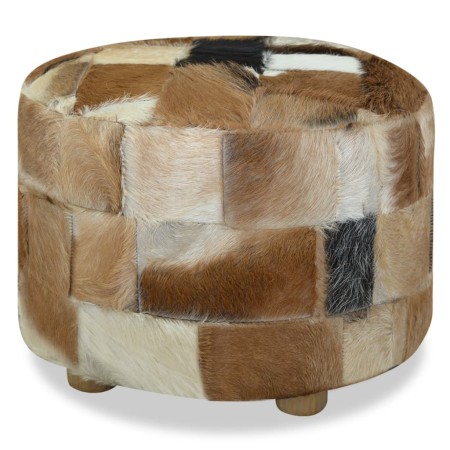 vidaXL Hocker Echtleder Rund 50x50x45 cm 