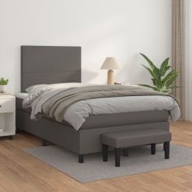 vidaXL Boxspringbett mit Matratze Grau 120x200 cm Kunstleder