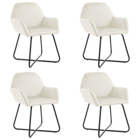 vidaXL Esszimmerstühle 4 Stk. Creme Samt