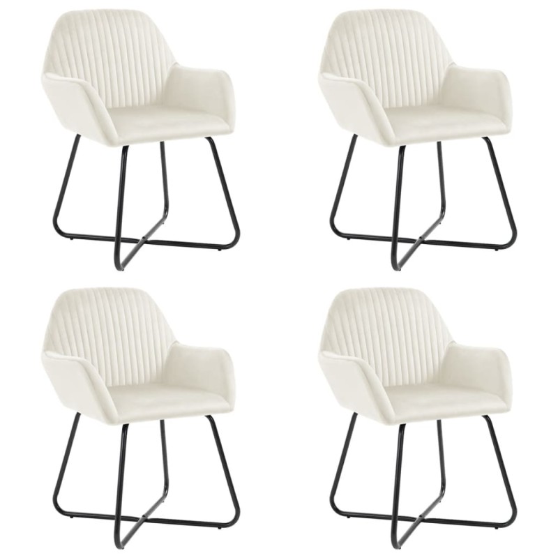 vidaXL Esszimmerstühle 4 Stk. Creme Samt vidaXL Esszimmerstühle 4 Stk. Creme Samt