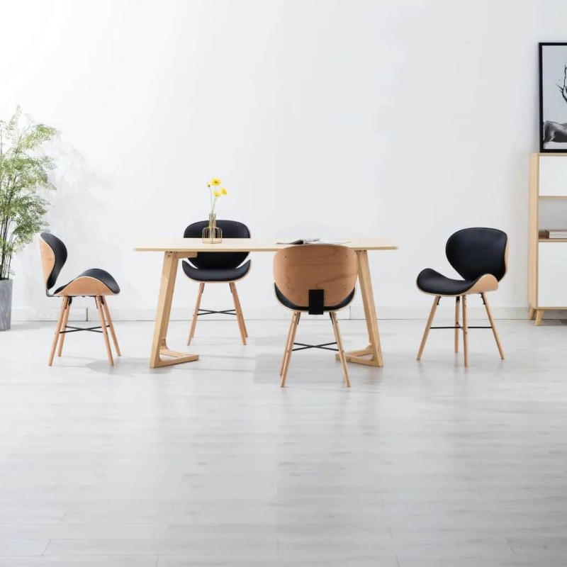 vidaXL Esszimmerstühle 4 Stk. Schwarz Kunstleder und Bugholz vidaXL Esszimmerstühle 4 Stk. Schwarz Kunstleder und Bugholz