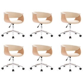 vidaXL Esszimmerstühle 6 Stk. Drehbar Creme Kunstleder