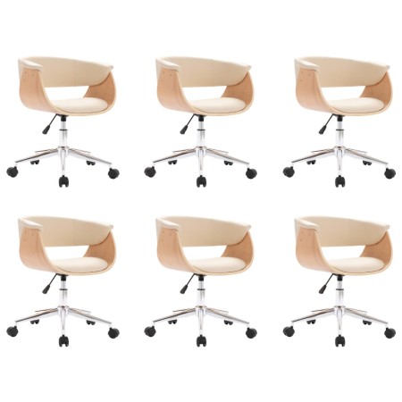vidaXL Esszimmerstühle 6 Stk. Drehbar Creme Kunstleder