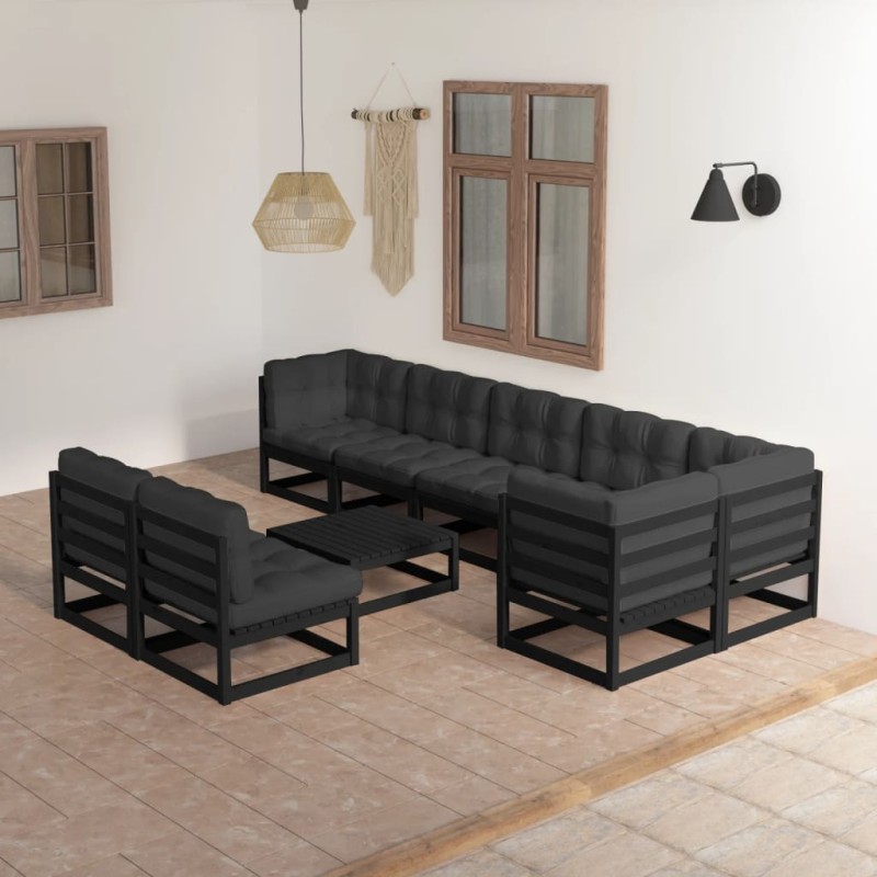 9-tlg. Garten-Lounge-Set mit Kissen Massivholz Kiefer 9-tlg. Garten-Lounge-Set mit Kissen Massivholz Kiefer