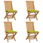 vidaXL Gartenstühle mit Hellgrünen Kissen 4 Stk. Massivholz Teak vidaXL Gartenstühle mit Hellgrünen Kissen 4 Stk. Massivholz Teak
