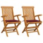 vidaXL Gartenstühle mit Weinroten Kissen 2 Stk. Massivholz Teak vidaXL Gartenstühle mit Weinroten Kissen 2 Stk. Massivholz Teak