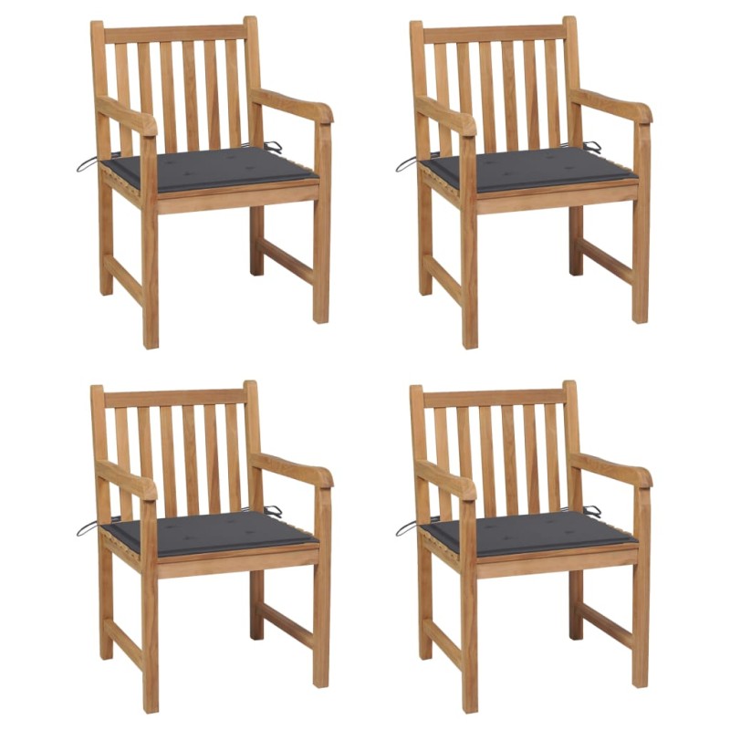 vidaXL Gartenstühle 4 Stk. mit Anthrazit Kissen Massivholz Teak vidaXL Gartenstühle 4 Stk. mit Anthrazit Kissen Massivholz Teak