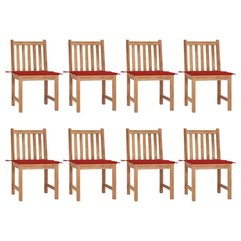 vidaXL Gartenstühle 8 Stk. mit Kissen Massivholz Teak vidaXL Gartenstühle 8 Stk. mit Kissen Massivholz Teak