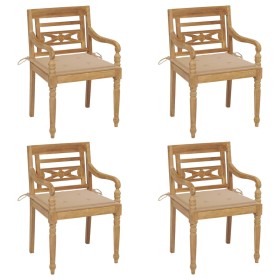 vidaXL Batavia-Stühle mit Kissen 4 Stk. Massivholz Teak
