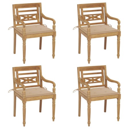 vidaXL Batavia-Stühle mit Kissen 4 Stk. Massivholz Teak