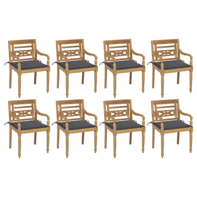 vidaXL Batavia-Stühle mit Kissen 8 Stk. Massivholz Teak vidaXL Batavia-Stühle mit Kissen 8 Stk. Massivholz Teak