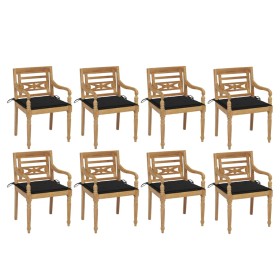 vidaXL Batavia-Stühle mit Kissen 8 Stk. Massivholz Teak