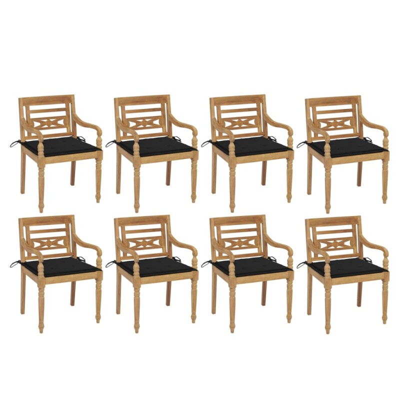 vidaXL Batavia-Stühle mit Kissen 8 Stk. Massivholz Teak vidaXL Batavia-Stühle mit Kissen 8 Stk. Massivholz Teak