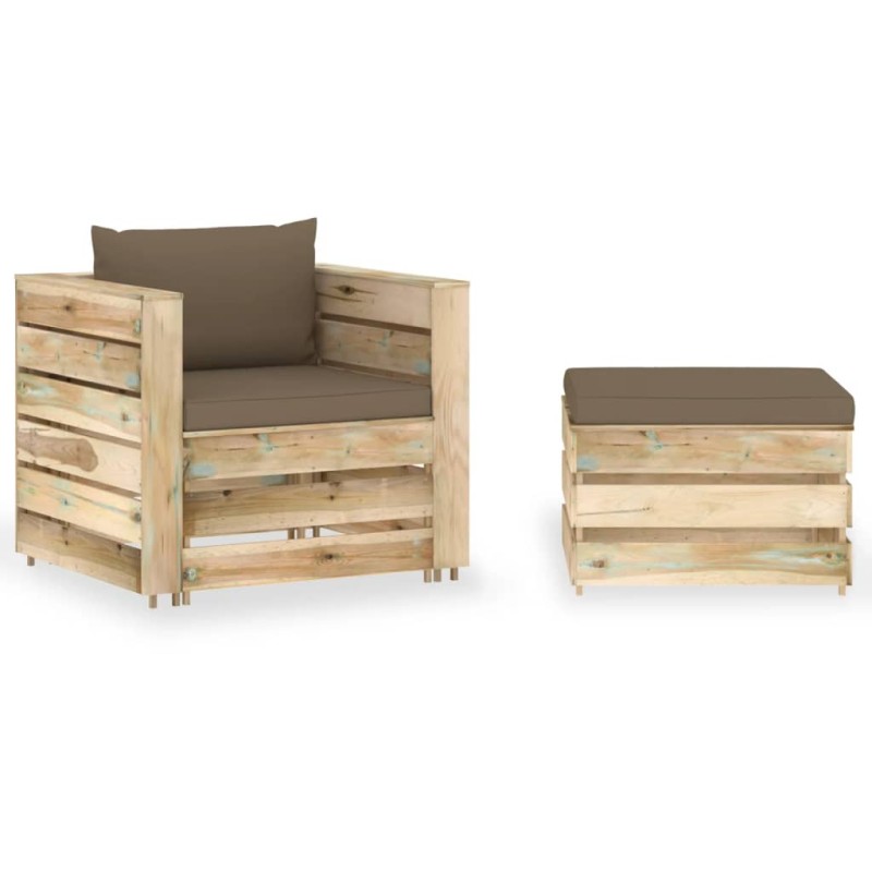 vidaXL 2-tlg. Garten-Lounge-Set mit Kissen Grün Imprägniertes Holz vidaXL 2-tlg. Garten-Lounge-Set mit Kissen Grün Imprägniertes Holz