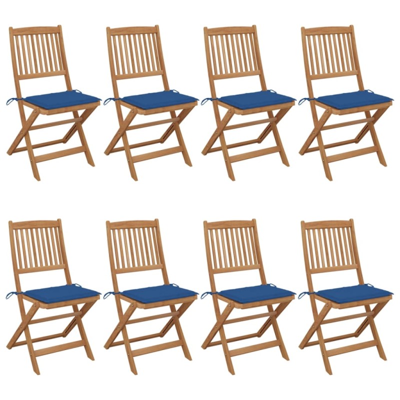 vidaXL Klappbare Gartenstühle 8 Stk. mit Kissen Massivholz Akazie vidaXL Klappbare Gartenstühle 8 Stk. mit Kissen Massivholz Akazie