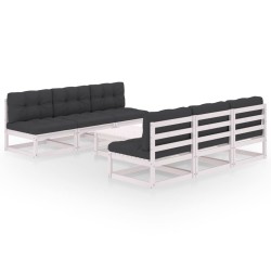 7-tlg. Garten-Lounge-Set mit Kissen Kiefer Massivholz