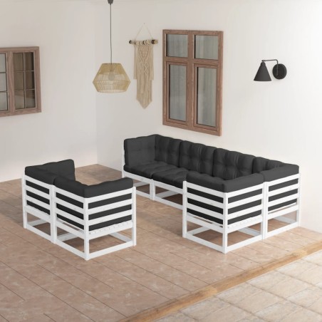 vidaXL 7-tlg. Garten-Lounge-Set mit Kissen Massivholz Kiefer