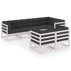 vidaXL 7-tlg. Garten-Lounge-Set mit Kissen Massivholz Kiefer