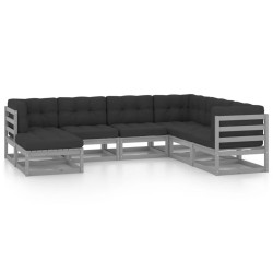 vidaXL 7-tlg. Garten-Lounge-Set mit Kissen Massivholz Kiefer