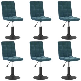 vidaXL Esszimmerstühle 6 Stk. Drehbar Blau Samt