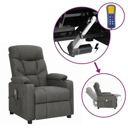vidaXL Massagesessel mit Aufstehhilfe Dunkelgrau Stoff