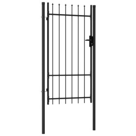 vidaXL Zauntor Einzelflügel mit Speerspitzen Stahl 1 x 1,75 m Schwarz