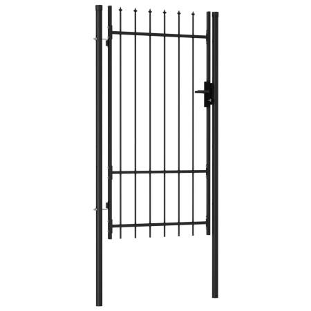 vidaXL Zauntor Einzelflügel mit Speerspitzen Stahl 1 x 1,75 m Schwarz