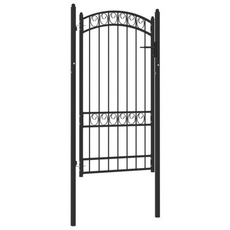 vidaXL Zauntor mit Gewölbter Spitze Stahl 100x175 cm Schwarz